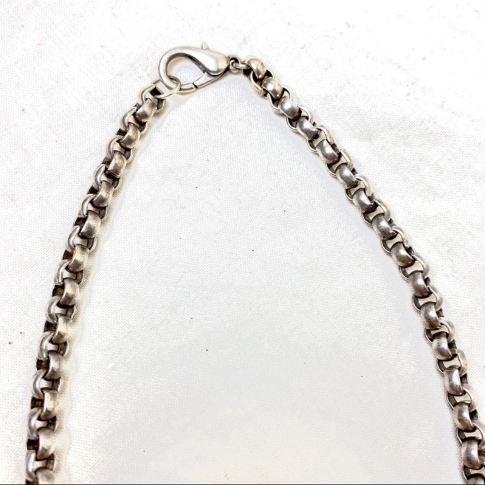 Petrified Wood Necklace Silver Rollo Chain - Picture 11 of 16